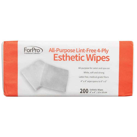 ForPro Professional Collection All-Purpose Lint-Free 4-Ply Esthetic Wipes, for Salon and Spa Use, Soft, Strong and Durable, Latex-Free, 4" x 4", 200-Count (Pack of 6)