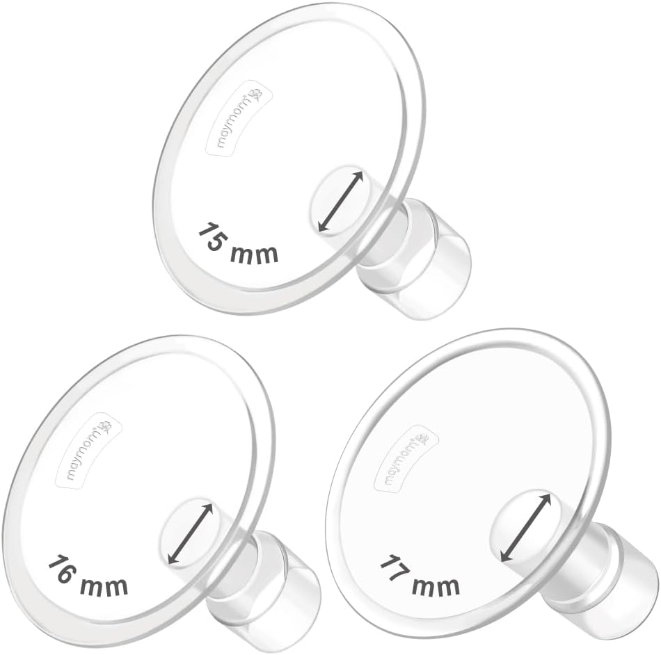 Maymom MyFit Flanges Crater Goldie Pack 14 15 16 mm Compatible with Medela Breast Pumps and Maymom Wide Base and Narrow Base Connectors