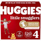 Huggies Size 4 Diapers, Little Snugglers Baby Diapers, Size 4 (22-37 lbs), 120 Count