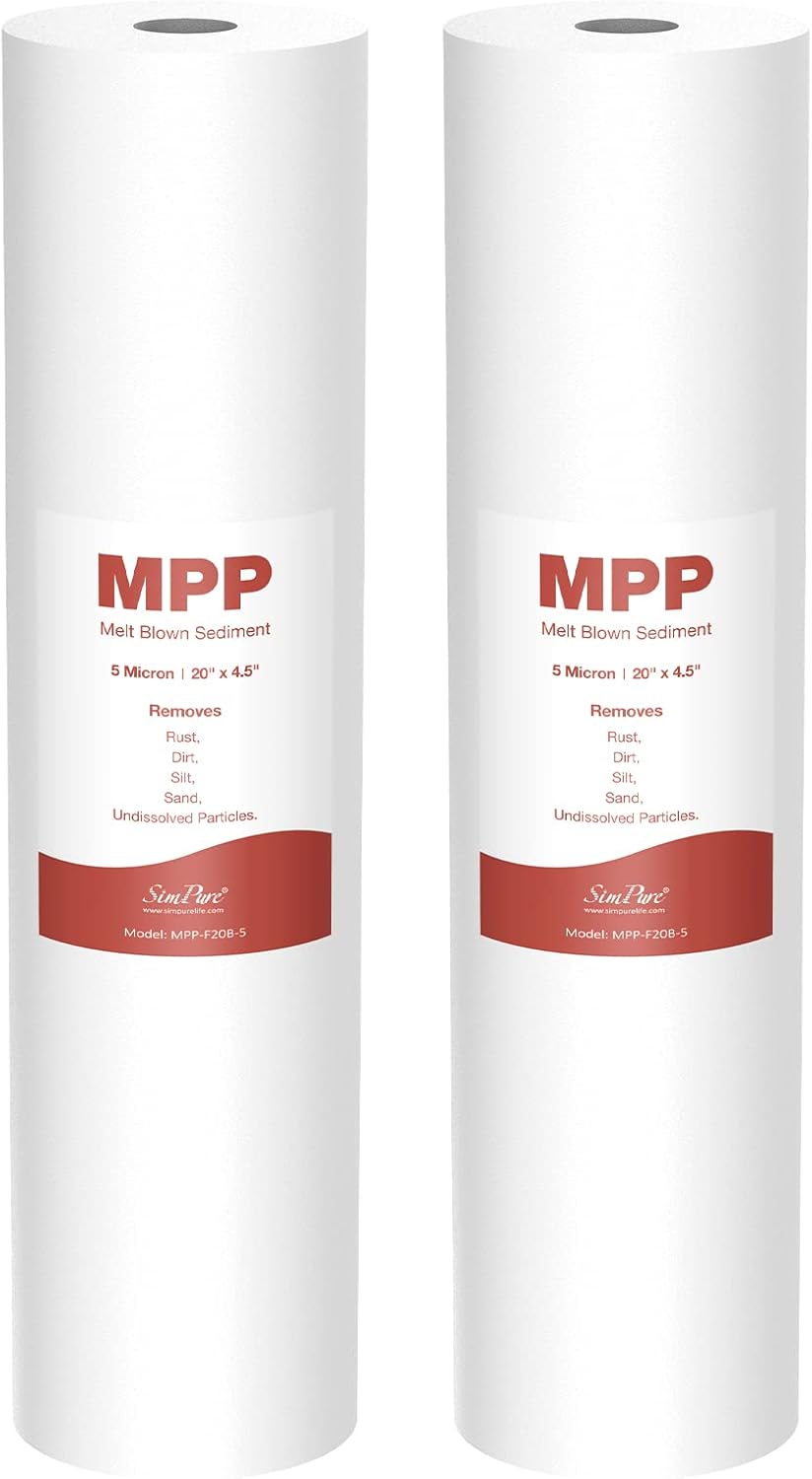 SimPure 5 Micron 20" x 4.5" Whole House Sediment Water Filter Cartridge