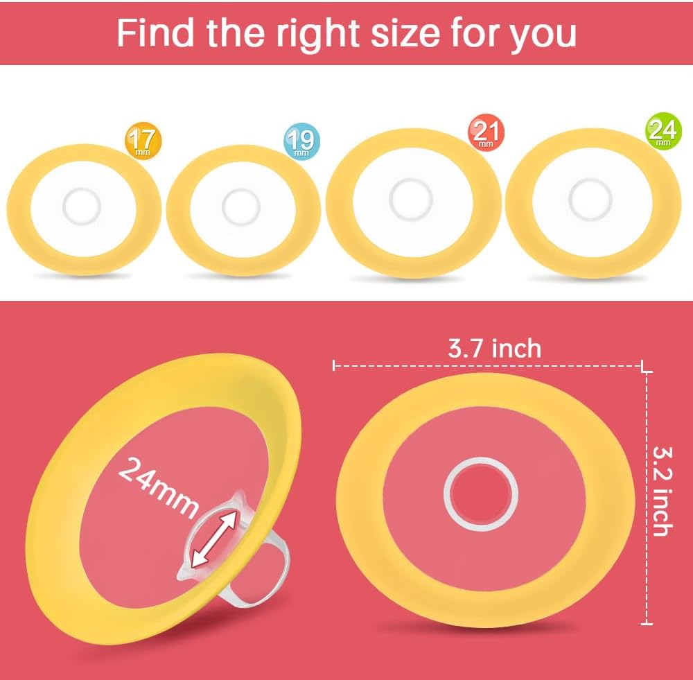 24 mm Oval Flanges Shields Compatible with Medela Pumps, Replacement Parts for Pump in Style, Symphony, Swing Maxi, Harmony and Personalfit Flex–Breast Pump Accessories