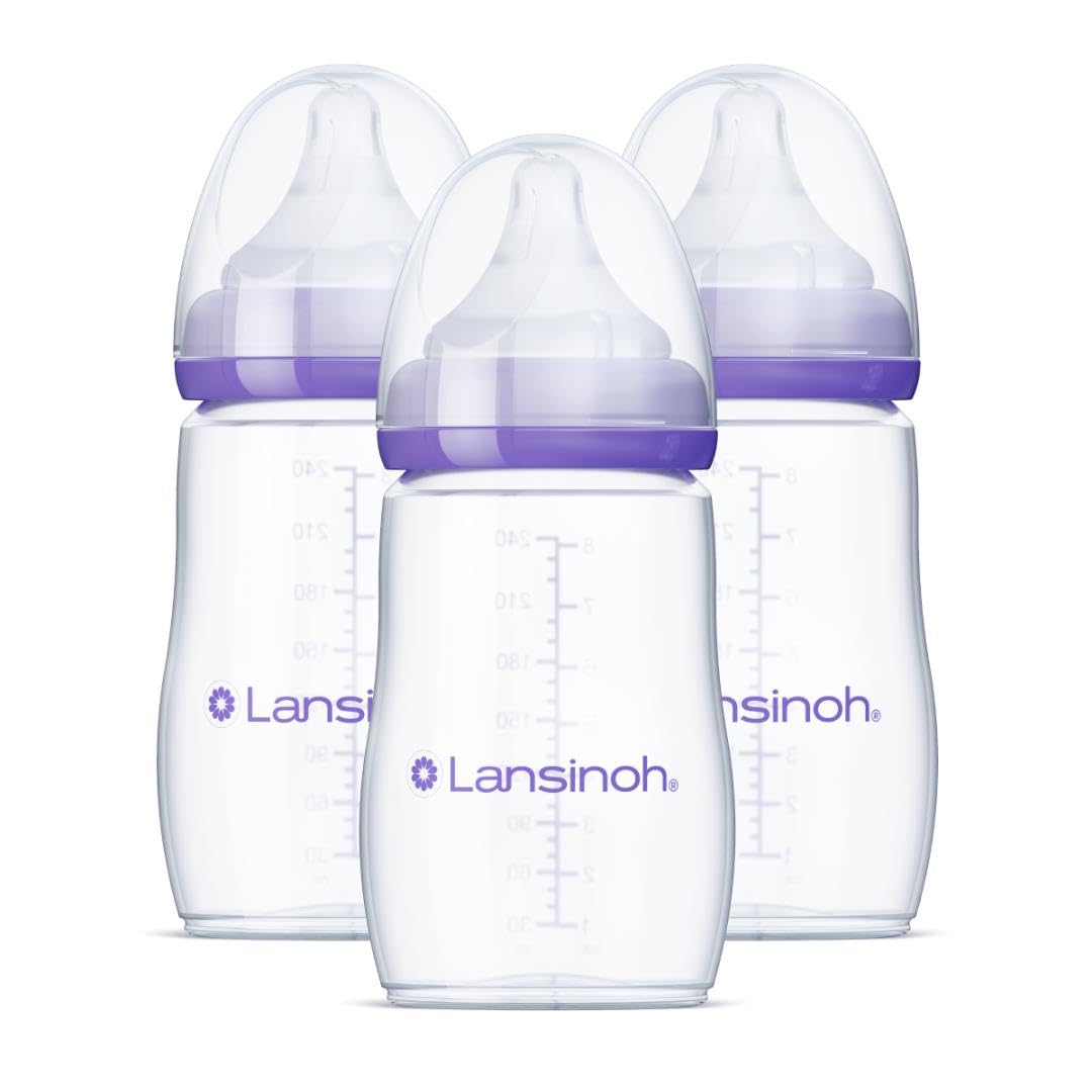 Lansinoh Anti-Colic Baby Bottles, 8 Ounce, 3 Count