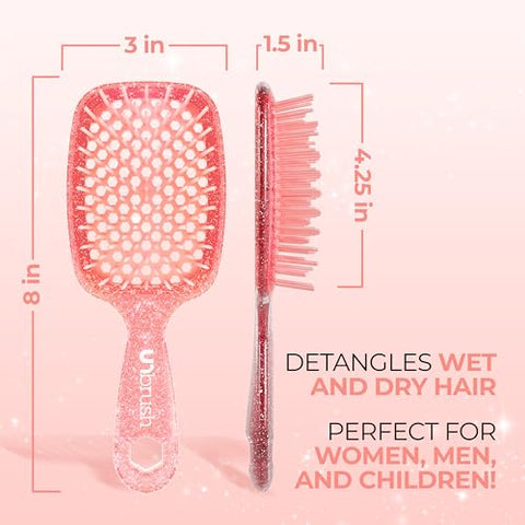 FHI Heat UNbrush Detangling Brush for Pain-Free Brushing on All Wet or Dry Hair Types — Durable DuoFlex Anti-Static Bristles, Lightweight Handle, Vented Hair Brush, Ruby Peach