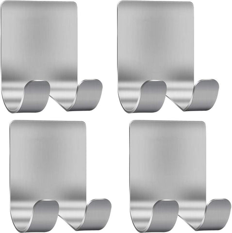 Deluxe Razor Holder for Shower-Hook Hanger Stand(4 Pack)Adhesive Stainless Steel Heavy Duty Utility Storage Hook,Shower Hook for Razor Bathroom Kitchen Organizer for Shaver Plug Robe Towel Loofah Coat