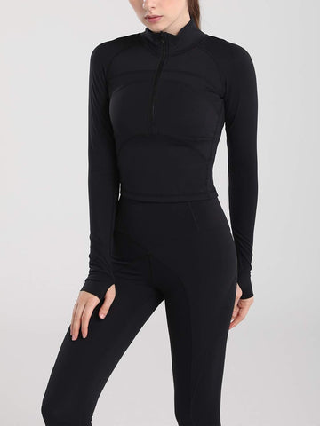 Women's Athletic Half Zip Pullover Sweatshirt Workout Top Crop Quarter Zip Pullover Yoga Running Jackets