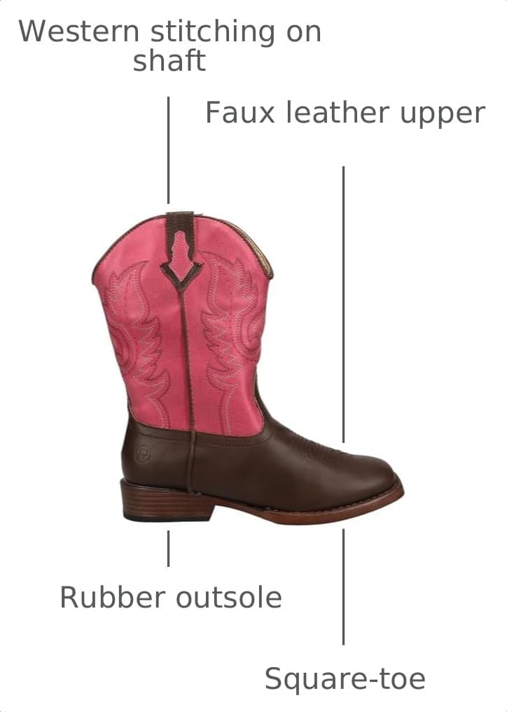 ROPER Kids Girls Texsis Square Toe Casual Boots Mid Calf