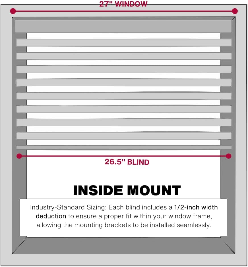 LOTUS & WINDOWARE Cordless Faux Wood Blinds, 27" Wide x 84" Long,Smooth,Light Gray, 2 Inch Horizontal Blinds – for Living Room, Bedroom, Interior Door Windows
