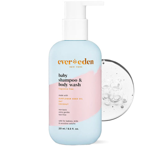 Evereden Baby Shampoo & Body Wash 2-in-1, Fragrance-Free, Vegan, 8.5 fl oz
