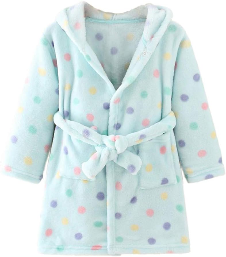 YOLIA Boys Girls Robes Kids Hooded Sleepwear Soft Fleece Bathrobes Cute Housecoat Gowns