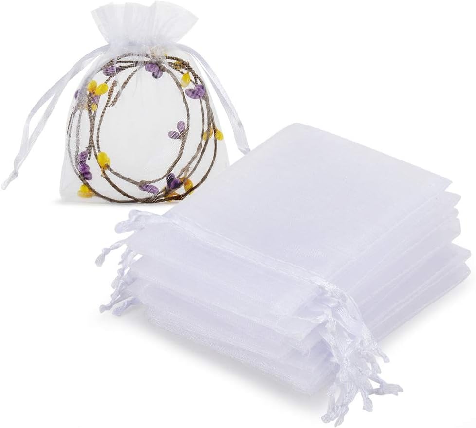 HRX Package 100pcs Organza Jewelry Bags 3x4 in Small Mesh Bags Drawstring