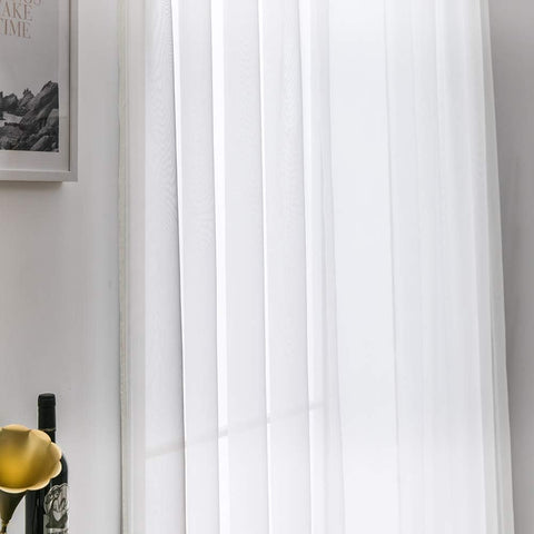 MIULEE 2 Panels Sheer Curtains for Living Room 54 X 96 Inches Ivory