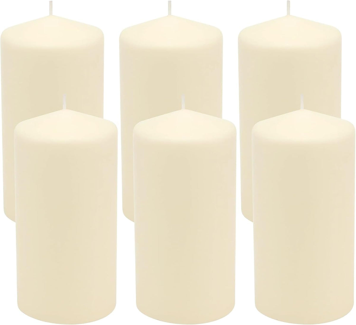Stonebriar Unscented Pillar Candles – 65 Hour Burn Time, Long-Lasting Wax Candles for Weddings, Holidays, Home Décor & Special Events, Pack of 6, Ivory, 3" x 6"