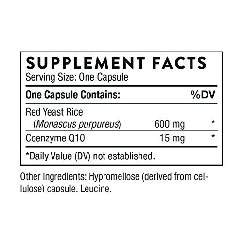 THORNE Red Yeast Rice + CoQ10 - Maintain Healthy Cholesterol Levels and Supports Cardiovascular Health - Gluten-Free, Dairy-Free - 120 Capsules