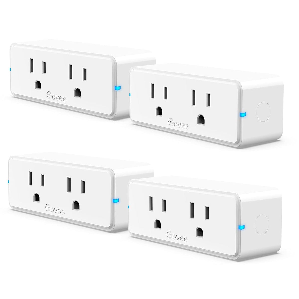 Govee Dual Smart Plug 4 Pack, 15A WiFi Bluetooth Outlet, 2-in-1 Design