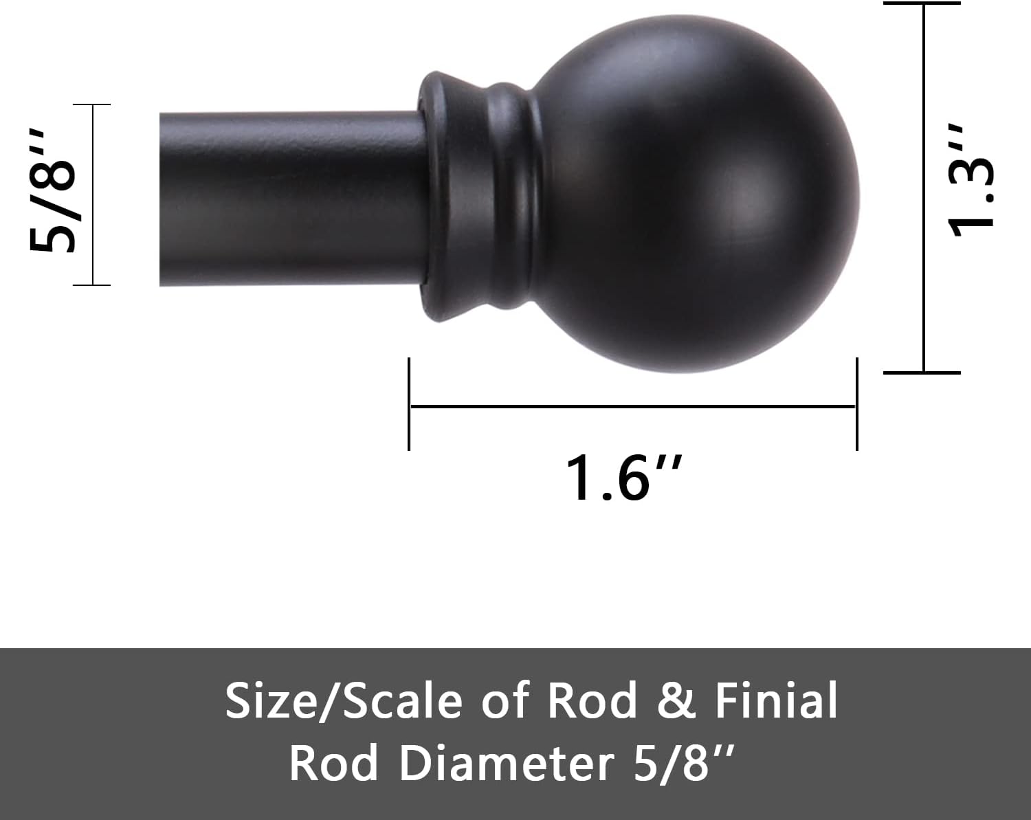 GXOACKJ Curtain Rods for windows 32-48 inch, 5/8 inch Decorative Curtain Rod Set, Matte Black Splicing Heavy Duty Metal Curtain Rod with Brackets