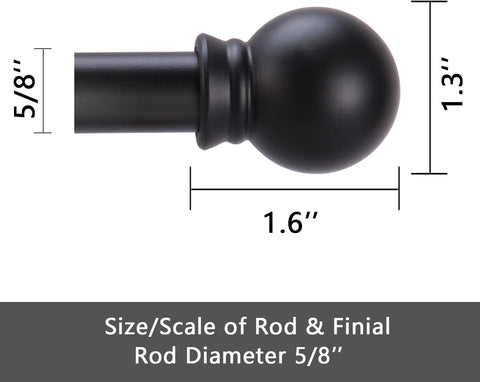 GXOACKJ Curtain Rods for windows 32-48 inch, 5/8 inch Decorative Curtain Rod Set, Matte Black Splicing Heavy Duty Metal Curtain Rod with Brackets