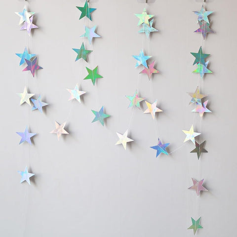 Gold Silver Shining Star Hanging Garland Gold and Silver Hanging Sparkling Star Streamer Glitter Bunting Banner Twinkle Backdrop for Wedding Baby Shower Birthday Christmas Decorations 40 Feet