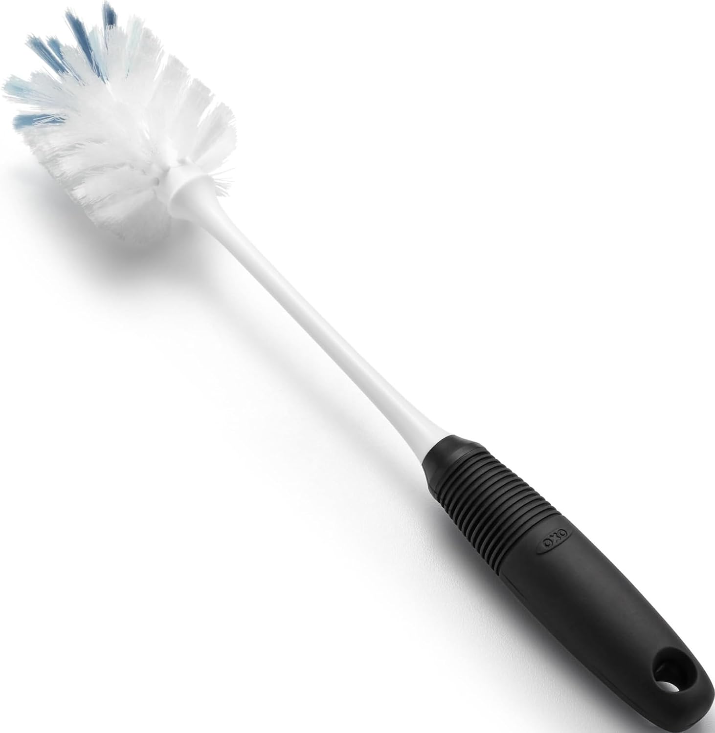 OXO Good Grips Bottle Brush, Dual-Bristle Cleaning for Bottles, Pitchers and Carafes, Flexible Neck Scrub Brush, Safe for Stemware and Delicate Glassware, Dishwasher Safe