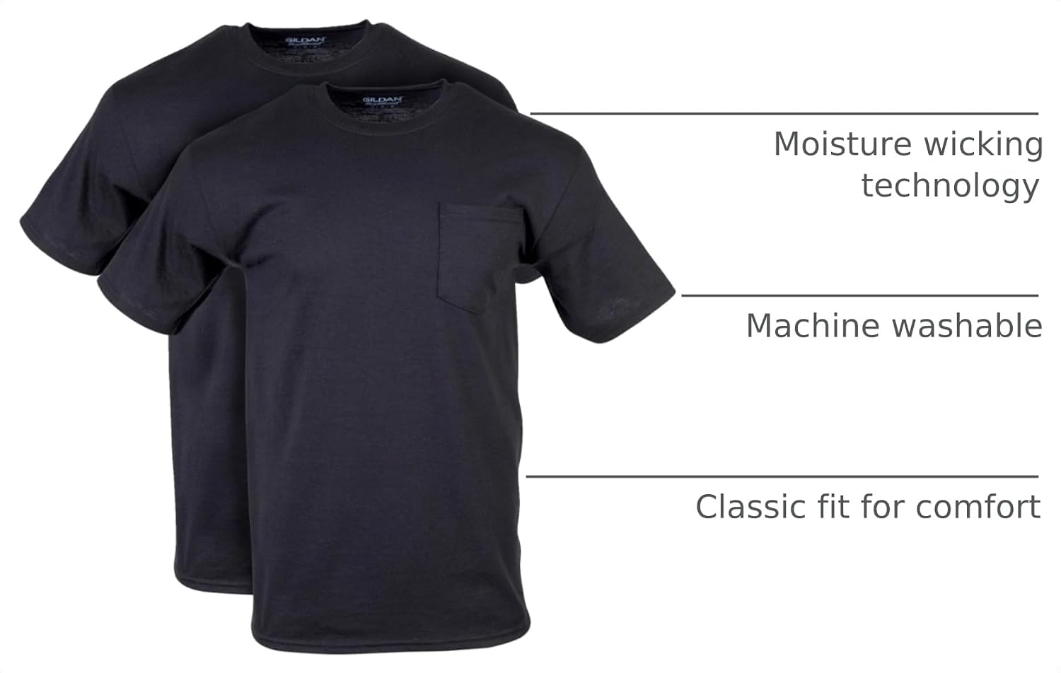 Gildan Unisex Adult DryBlend Workwear T-Shirts with Pocket, 2-Pack