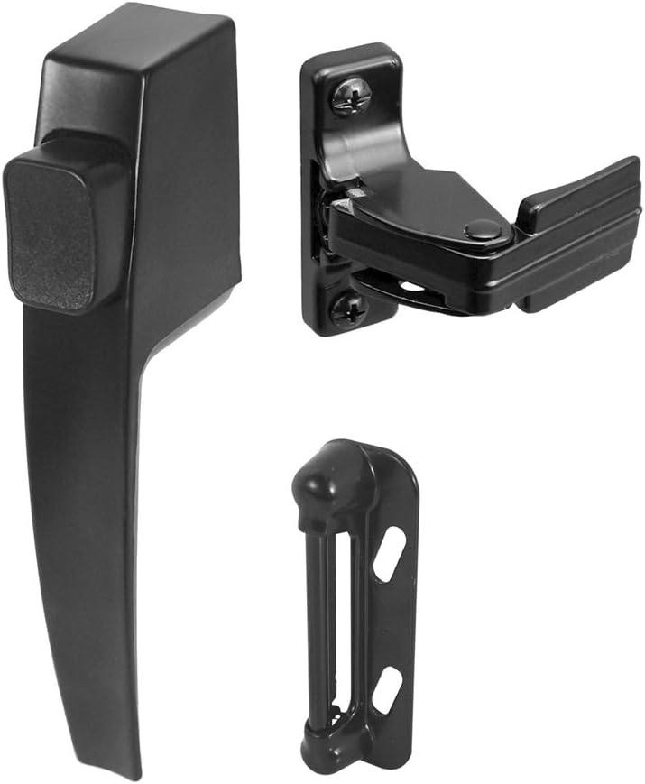 PRIME-LINE Push Button Latch Set for Screen & Storm Doors, Black (1 Set)