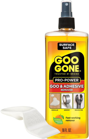 Goo Gone Spray Pro-Power Adhesive Remover with Scraper, Professional Strength, Easily Removes Wood Glue, Grease, Tar, Stickers, Goos, Wet Paint & Grime, Surface Safe, Fast Working, 16 Fl Oz