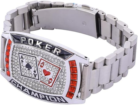 Texas Hold 'EM Poker Ring Champion Bracelet Great Prize for Your tournaments (Silver)