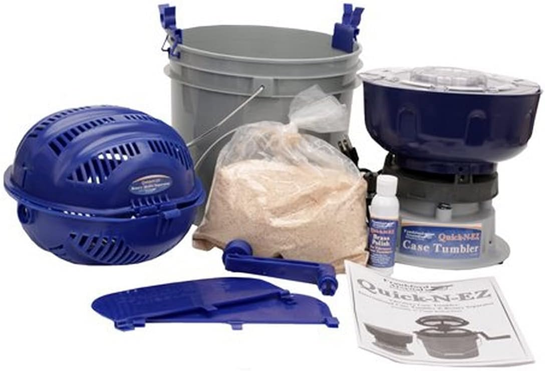 Frankford Arsenal Quick-N-EZ 110V Case Tumbler Kit with Sifter for Brass Cartridge Cleaning and Polishing for Reloading,Blue and Grey