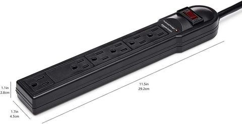 Amazon Basics Surge Protector Power Strip, 6-Outlet, 790 Joules, Circuit Breaker, LED Indicator Light, 6ft Extension Cord, Black