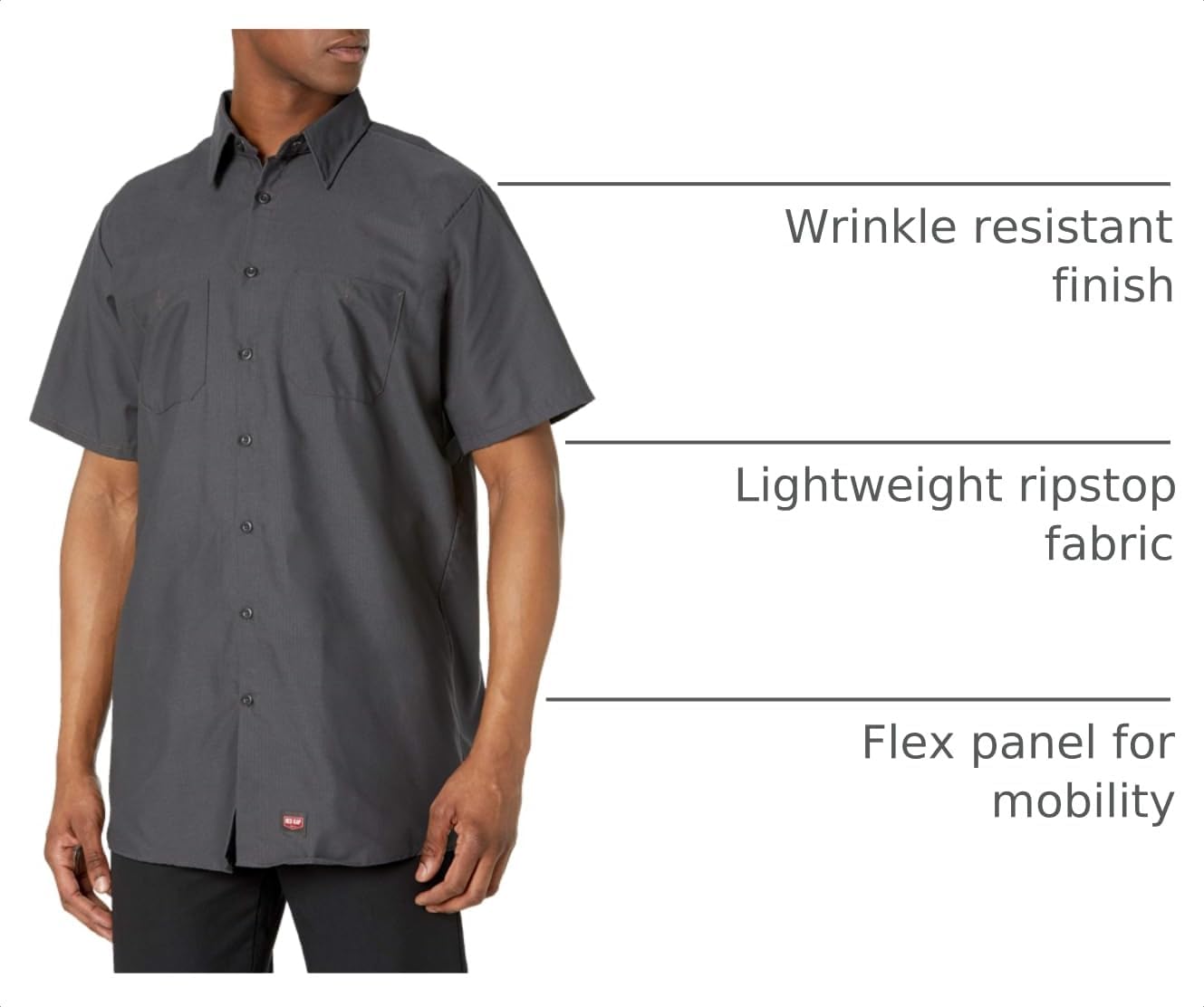 Red Kap Mens Short Sleeve Work Shirt with Mimix