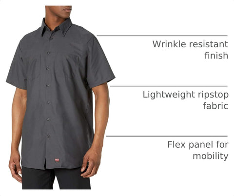 Red Kap Mens Short Sleeve Work Shirt with Mimix