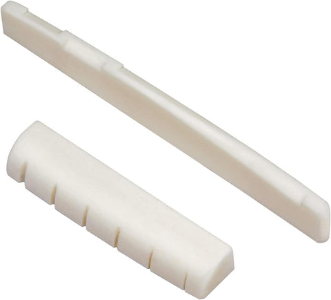 Blisstime 6 String Acoustic Guitar Bone Bridge Saddle and Nut Made of Real Bone for Acoustic Folk Guitar