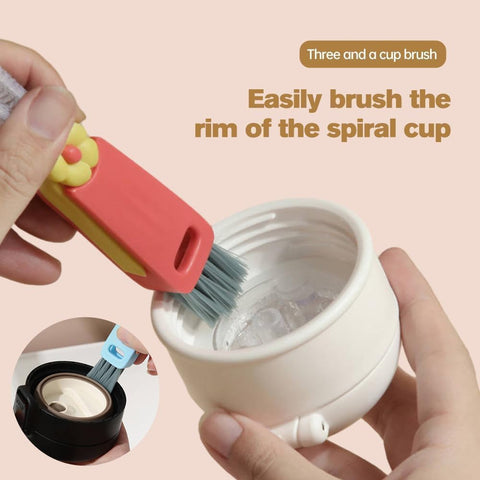 3 in 1 Cup Lid Cleaning Brush, Multifunctional Cleaning Brush Portable Cup Lid Cleaner for Bottle Gap Tight Spaces Cup, Portable Cup Lid Cleaner, 1 Pcs Green