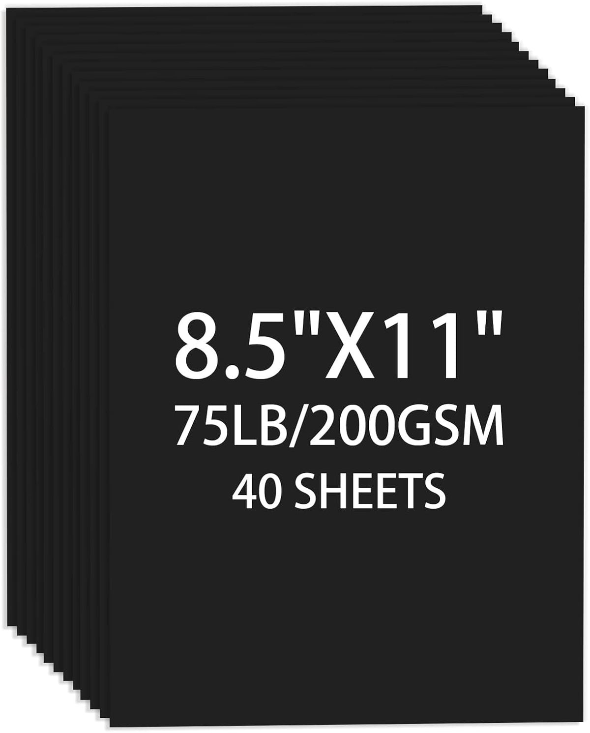 Cardstock 8.5 X 11, 40 Sheets Black Card Stock 75lb/ 200gsm Copy Paper