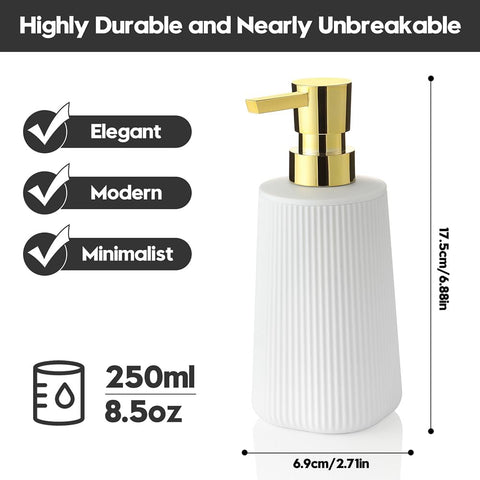 YAUKPH Small Soap Dispenser for Bathroom and Kitchen Matte White and Gold