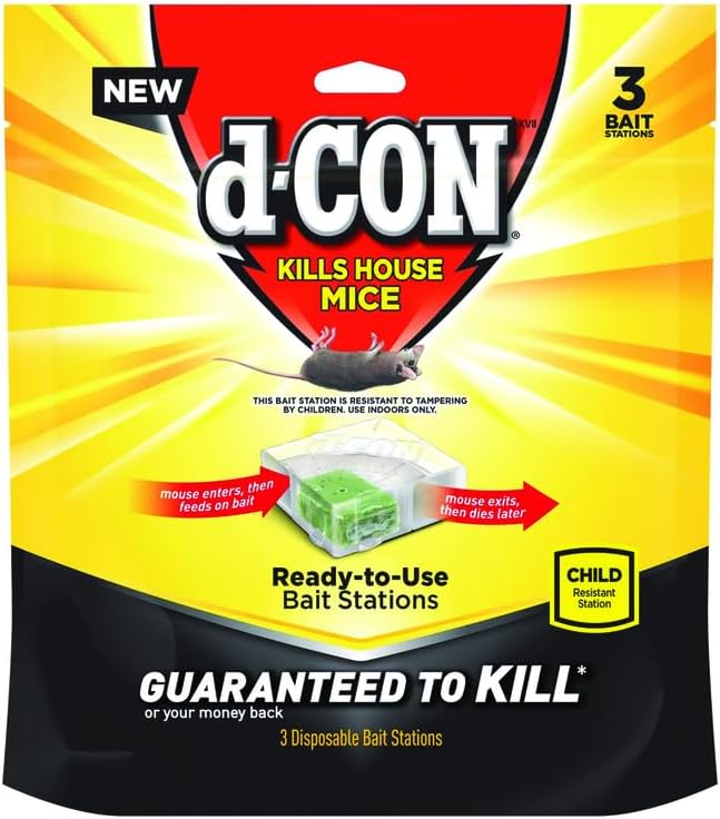 d-Con Corner Fit Mouse Bait Station, Disposable 0.5 Oz, 3 Pack