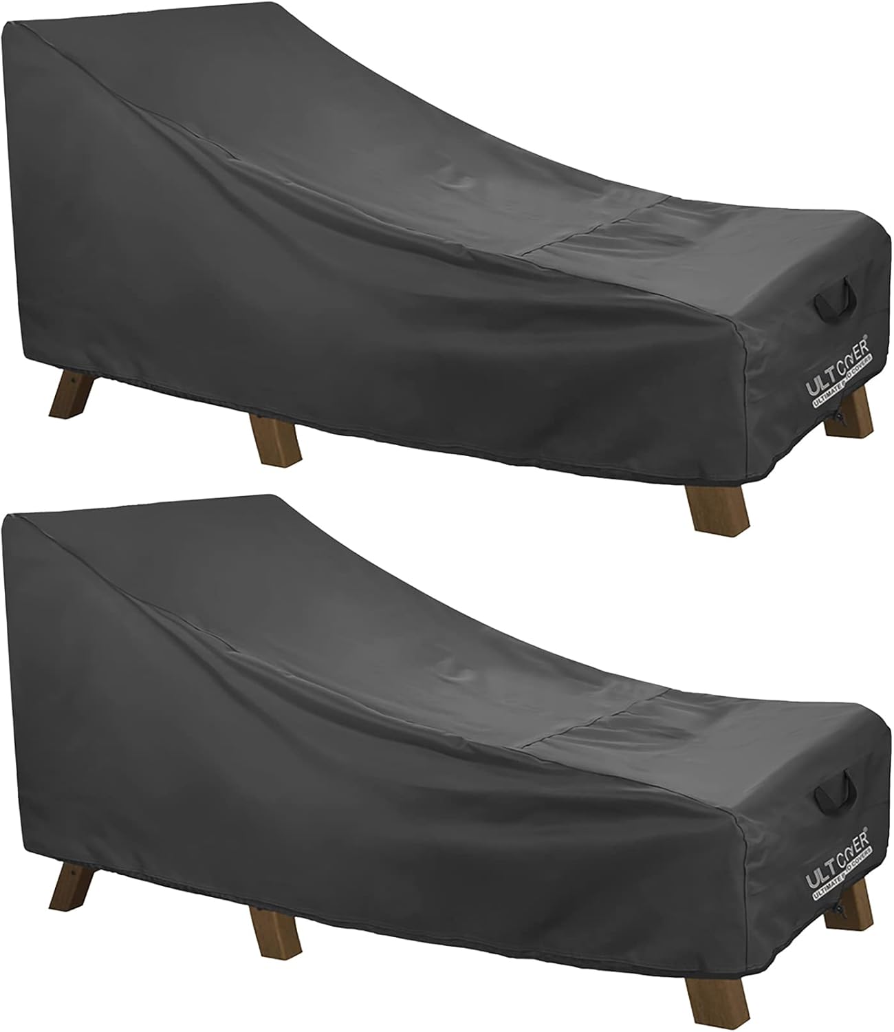 ULTCOVER Outdoor Chaise Lounge Cover 2 Pack, 64L x 28W x 30H in, Black
