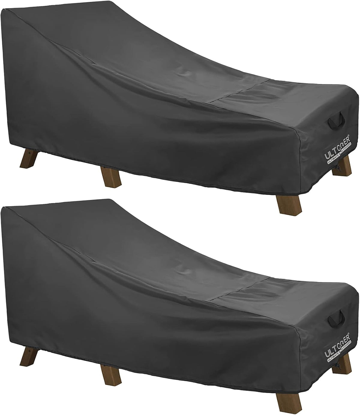 ULTCOVER Outdoor Chaise Lounge Cover 2 Pack, 64L x 28W x 30H in, Black