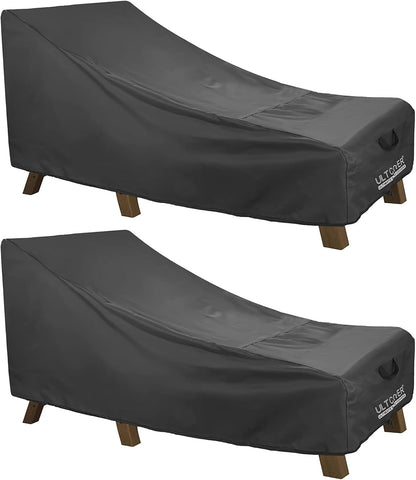 ULTCOVER Outdoor Chaise Lounge Cover 2 Pack, 64L x 28W x 30H in, Black