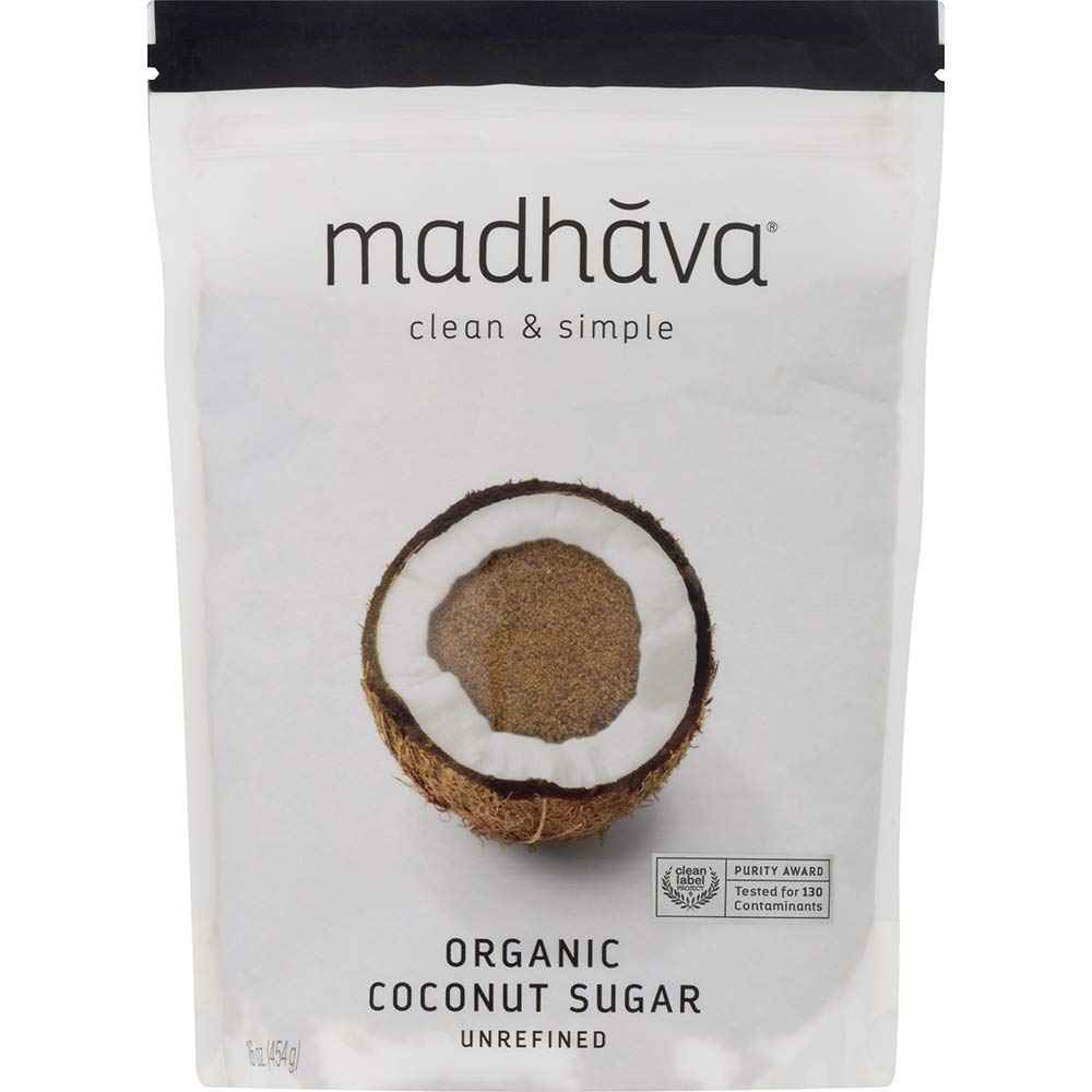 MADHAVA Organic Coconut Sugar (1LB, Pack of 6), Natural Sweetener, White Sugar Alternative for Baking and Cooking, Clean Coffee & Tea Sweetener, Vegan, Organic and Non-GMO