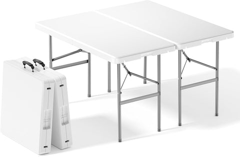 Sweetcrispy 4 FT Folding Picnic Table 2 Pack, Easy to Fold and Store