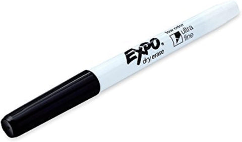 EXPO Dry Erase Markers, Low Odor Ink, Black, Ultra Fine Tip, 4 Count