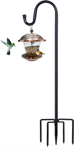 Shepherd Hooks for Outdoor, 1 Pack 94 Inch Bird Feeder Pole with 5 Prongs Base for Hanging Lantern, Hummingbird Feeder, Lightweight Plant, Shepherds Hook for Bird Feeders for Outside