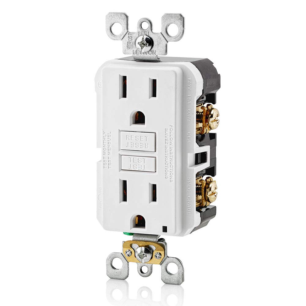 Leviton Slim GFCI Outlet, Non Tamper-Resistant, 15 Amp, GFNT1-W, White