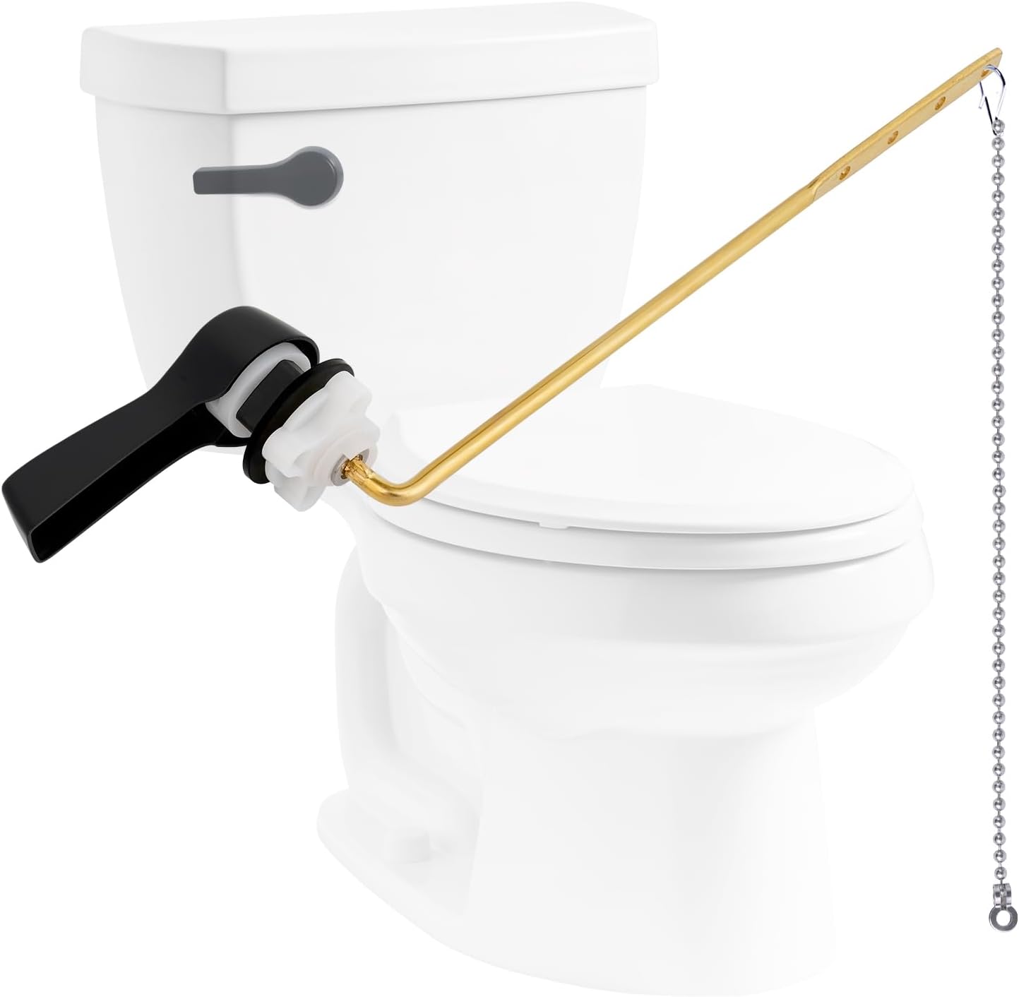 Hibbent Universal Metal Front Mount Flush Toilet Handle Kit, Matte Black