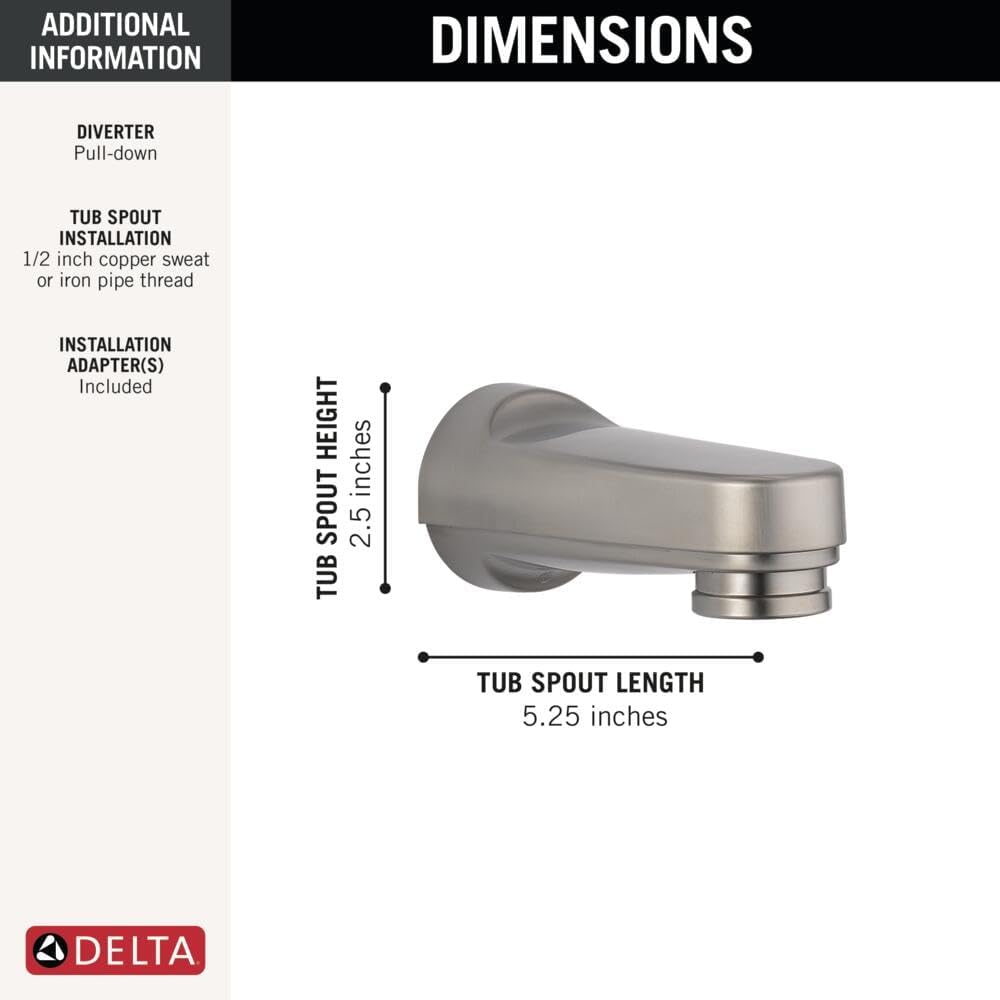 Delta Faucet RP17453SS Pull-Down Diverter, Stainless Tub Spout