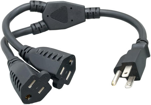 Cablelera Power Cord Extension and Splitter, NEMA 5-15P to NEMA 5-15R x 2, 16 AWG, 13A, 125V (ZWACPQAG-14) Black