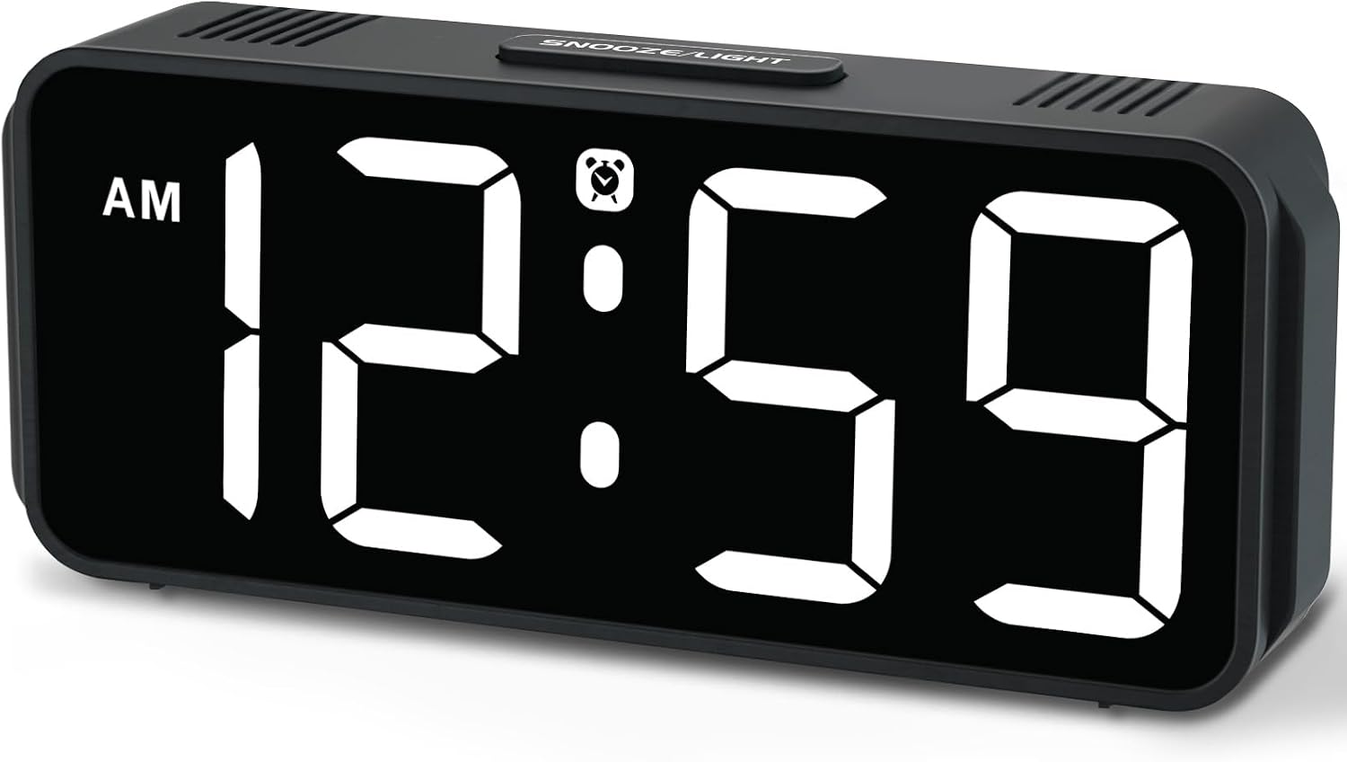 Peakeep Small Digital Alarm Clock for Bedroom, Large Number, Battery Backup