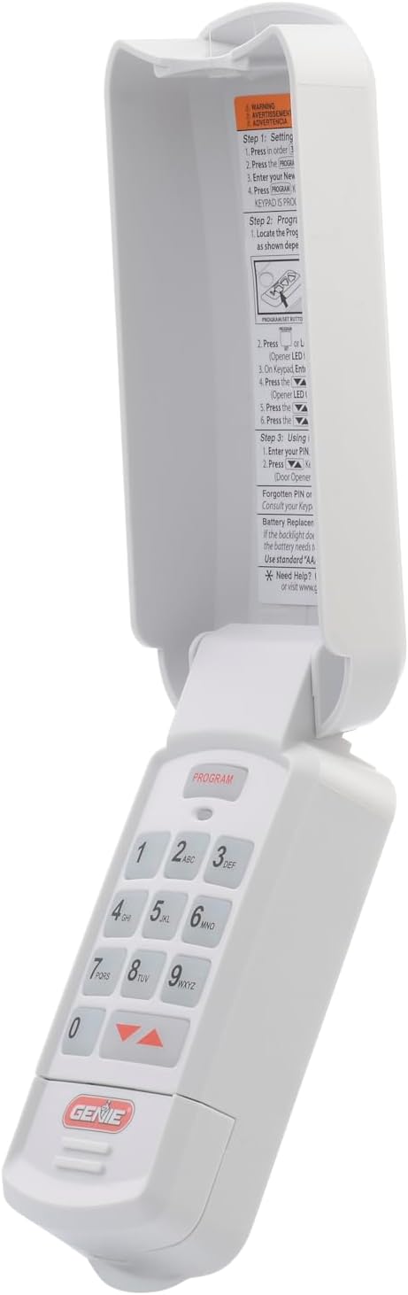Genie Garage Door Opener Wireless Keyless Keypad - Safe & Secure Access - Compatible with All Genie Intellicode Garage Door Openers - Easy Entry into the Garage With a PIN - Model GK-R, White
