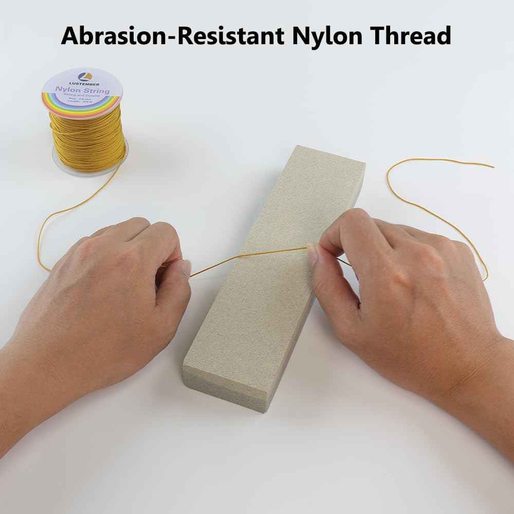 LUSTEMBER 0.8mm Nylon String, Strong Bracelet String, Durable Nylon Cord for Jewelry Making, Bracelets, Beading, Necklaces, Rattail Braiding, Kumihimo, Wind Chimes, Blinds and Handicrafts