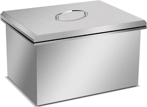 Drop in Ice Chest, Ice Cooler with 304 Stainless Steel Cover Drop in Ice Bin Included Drain-Pipe and Drain Plug for Cold Wine Beer